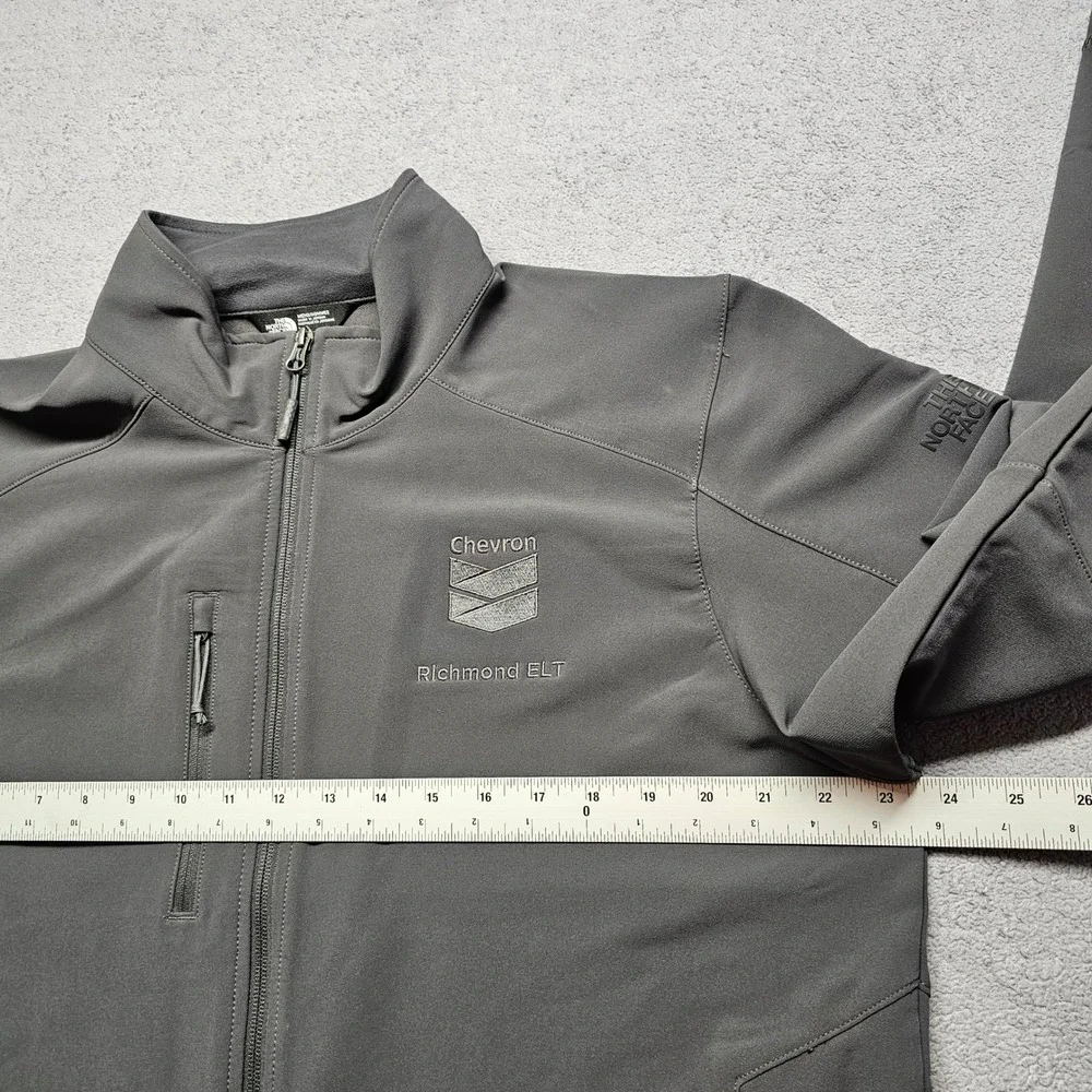 The North Face Soft Shell Jacket Mens L Gray Chevron Richmond ELT Logo‎ Full Zip